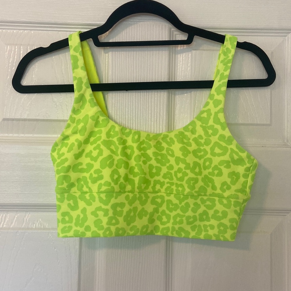 NWOT beach riot sport neon green cheetah print sports bra